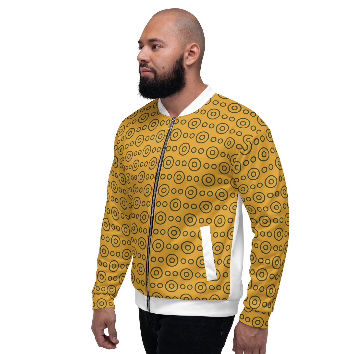 Geo White Unisex Bomber Jacket