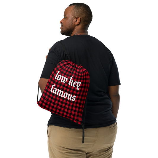 Low Key Famous Red Plaid Drawstring bag