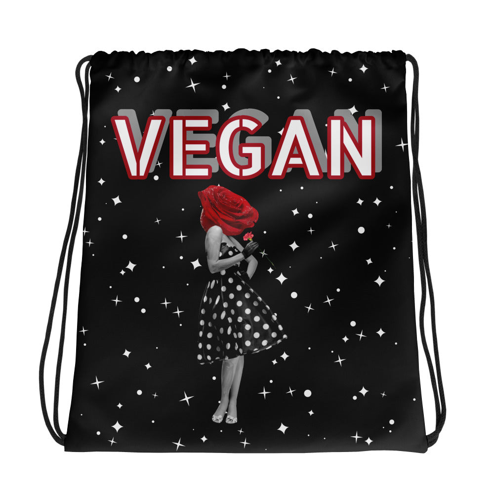 Vegan Rose Drawstring bag