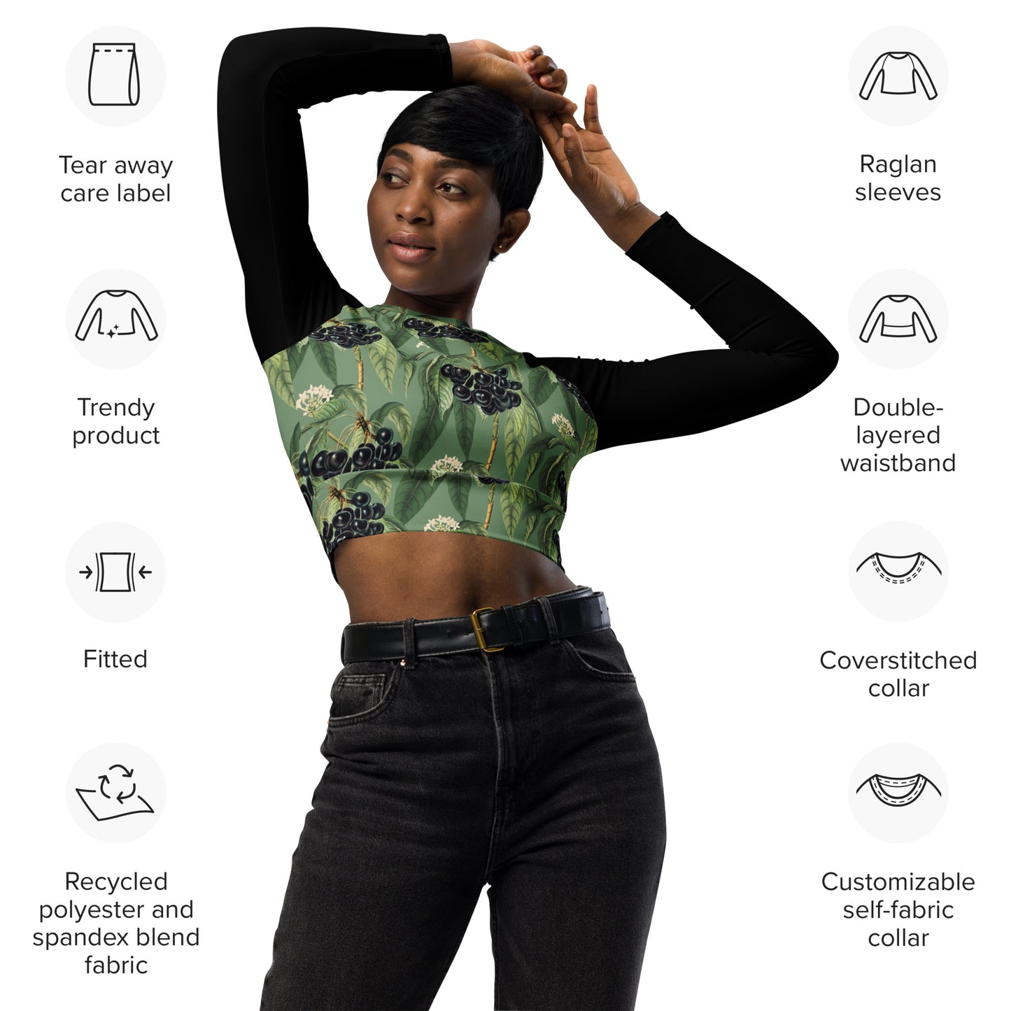 Choke Berries Recycled long-sleeve crop top