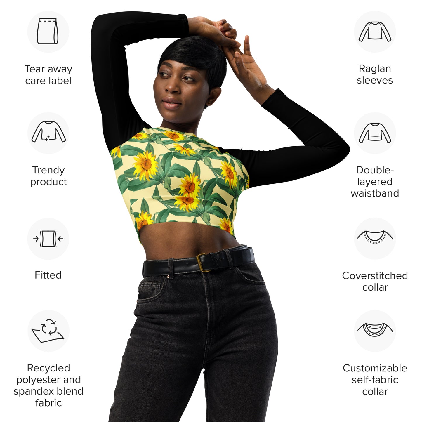 Sunflower Recycled long-sleeve crop top