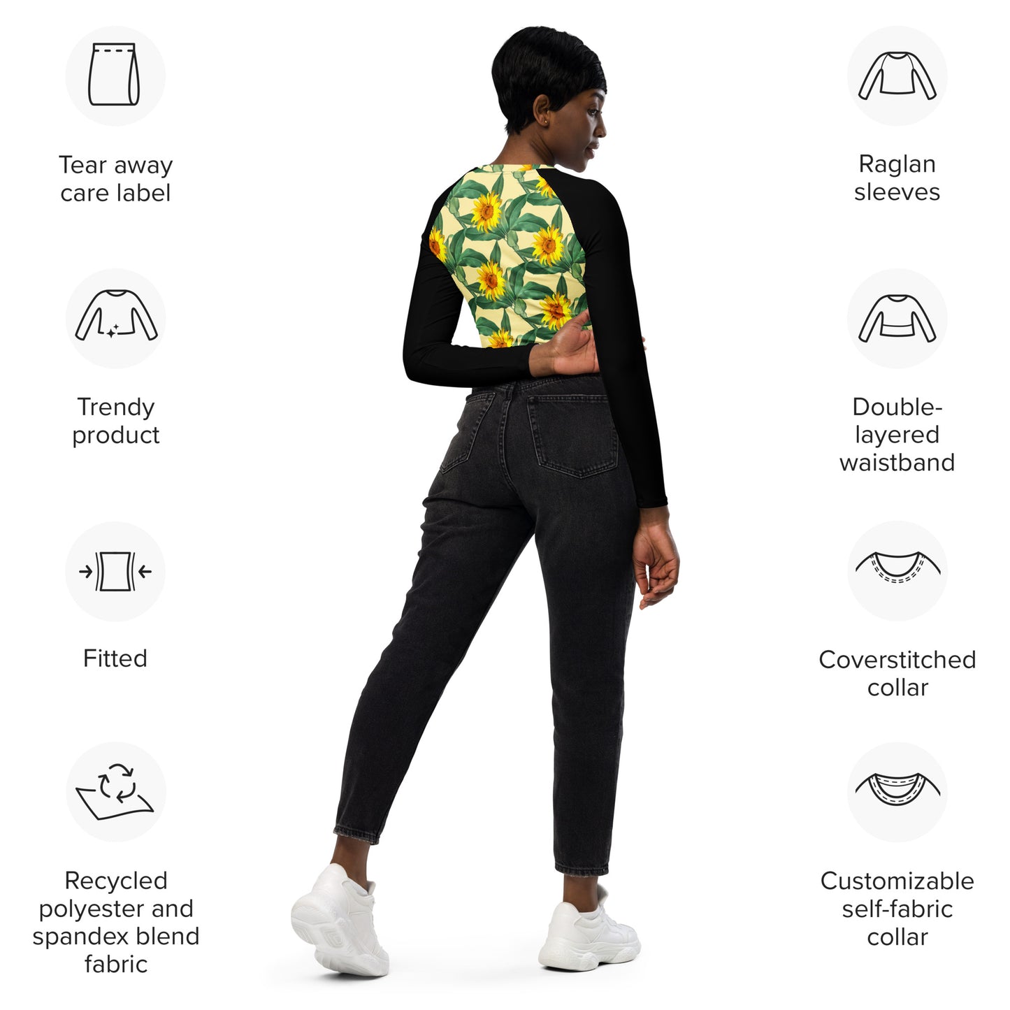 Sunflower Recycled long-sleeve crop top