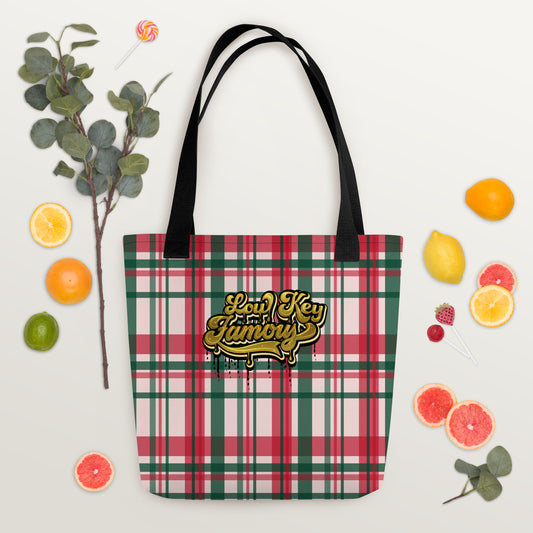 Low Key Famous Red & Green Plaid Tote bag