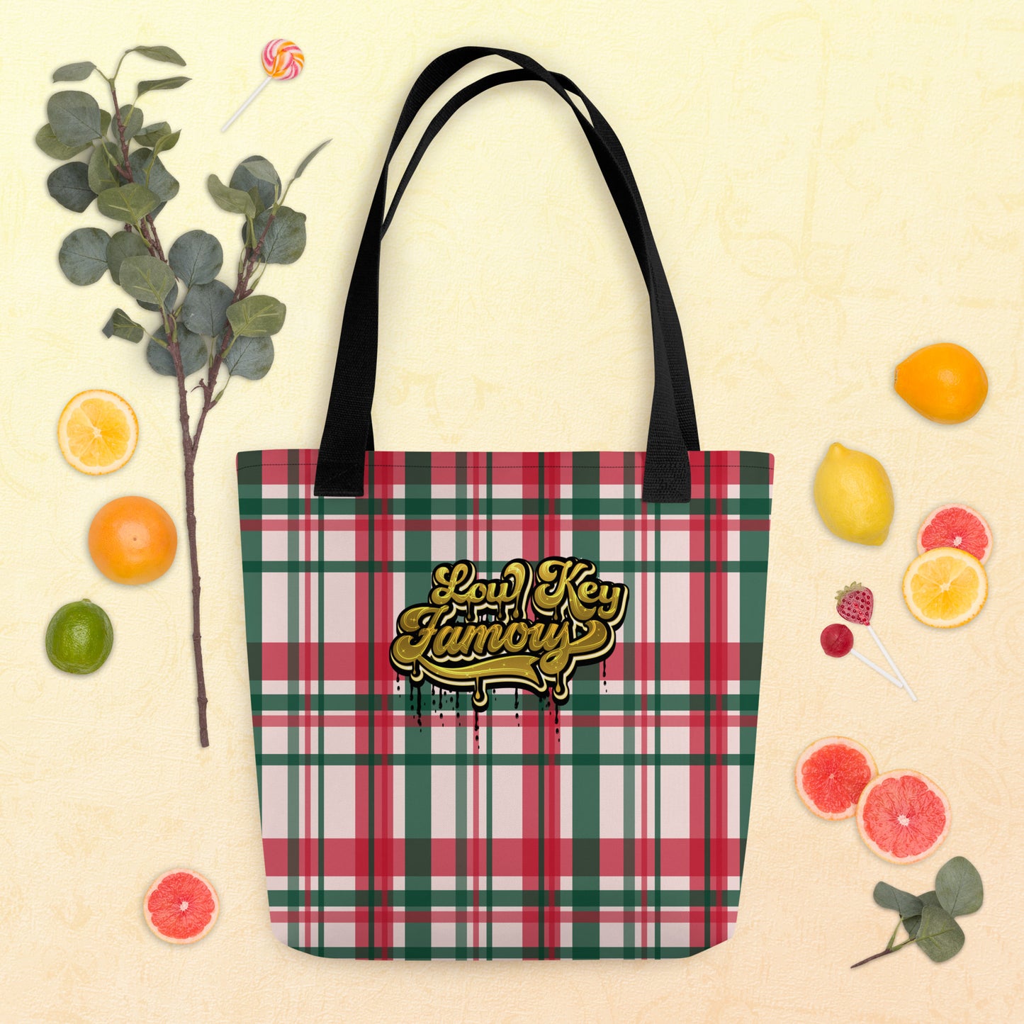 Low Key Famous Red & Green Plaid Tote bag