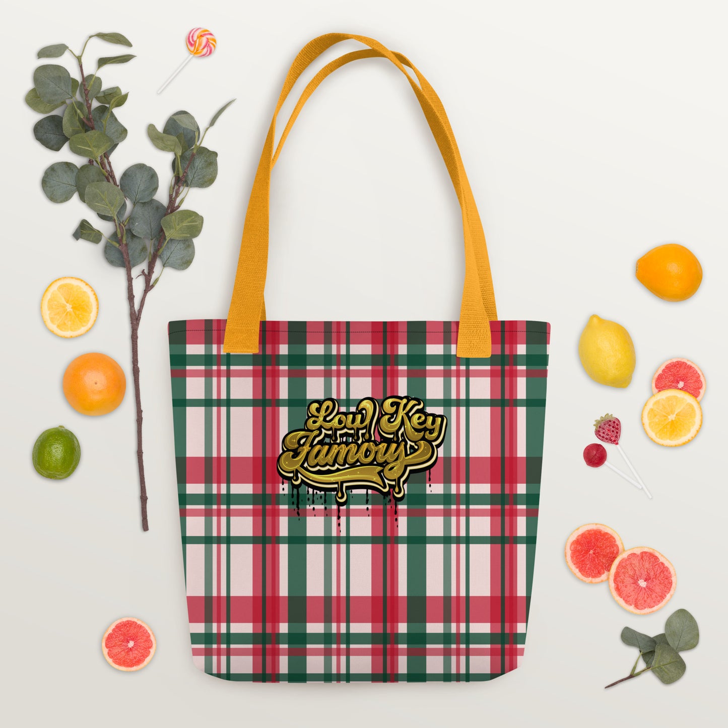 Low Key Famous Red & Green Plaid Tote bag