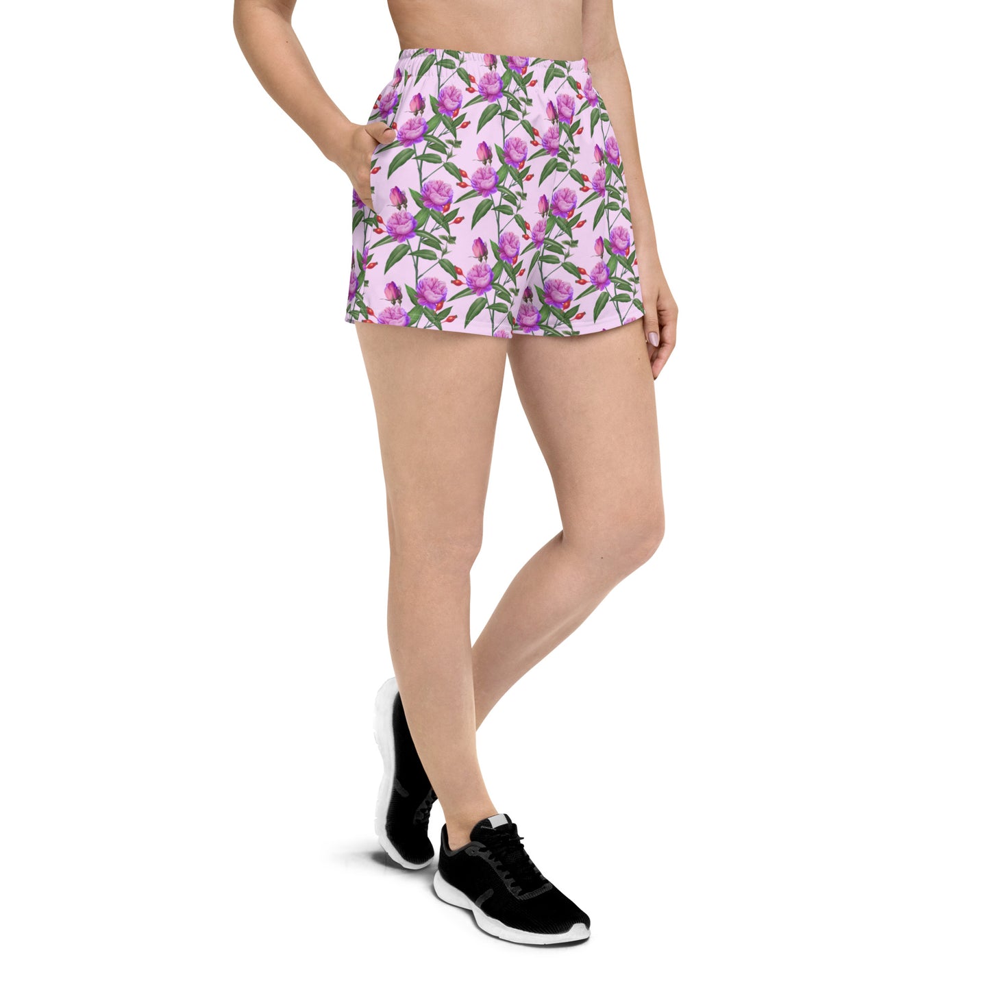 Purple Flower Recycled Athletic Shorts