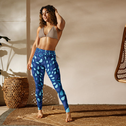 Water Drop Blue Yoga Leggings