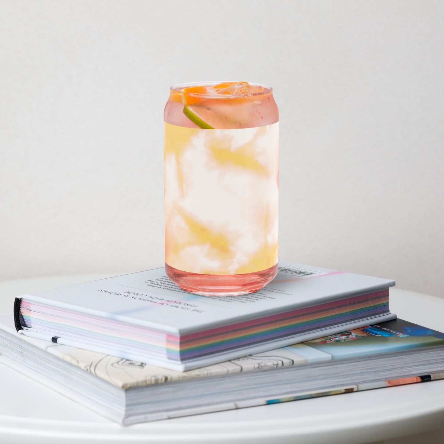 Orange Tie Dye Can-Shaped Glass