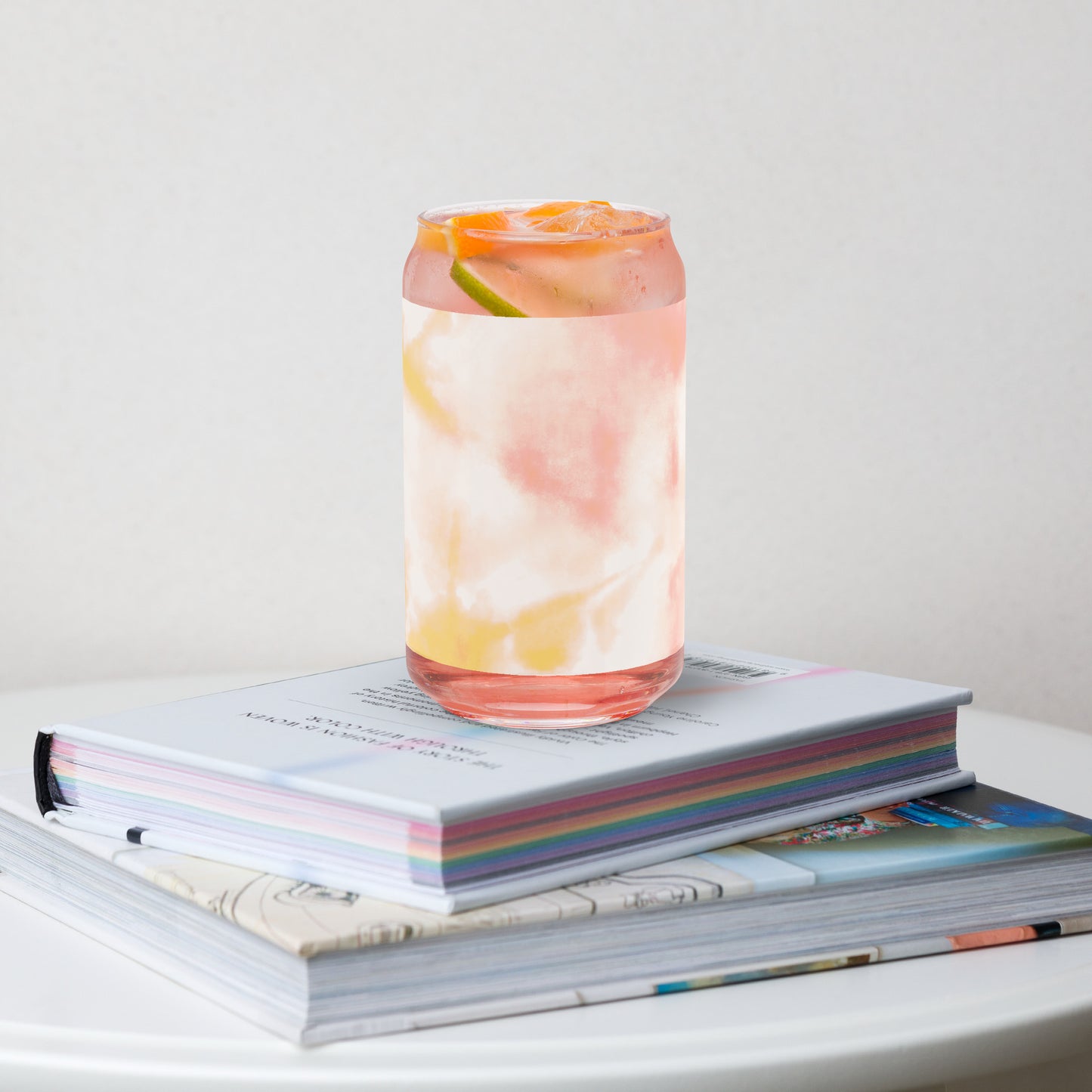 Orange Tie Dye Can-Shaped Glass