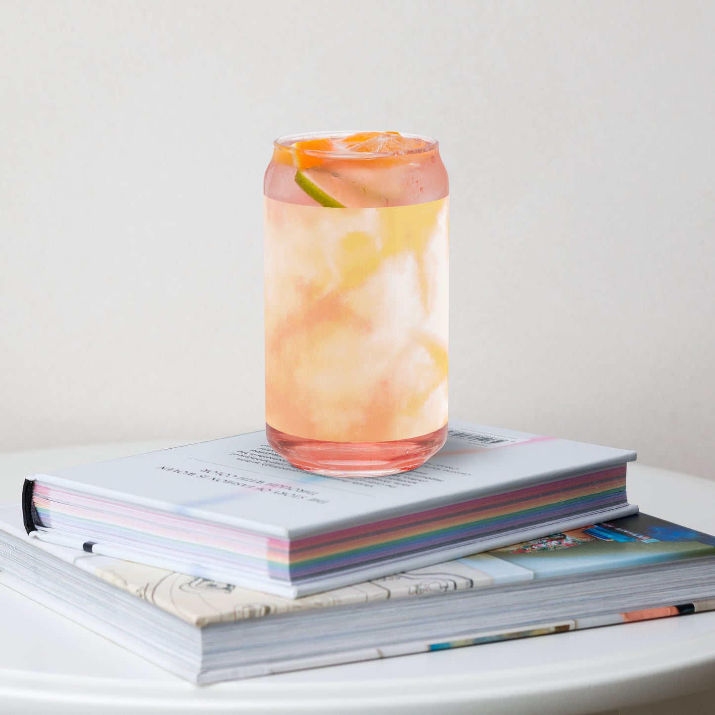 Orange Tie Dye Can-Shaped Glass