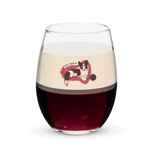 Dog Mom Stemless Wine Glass