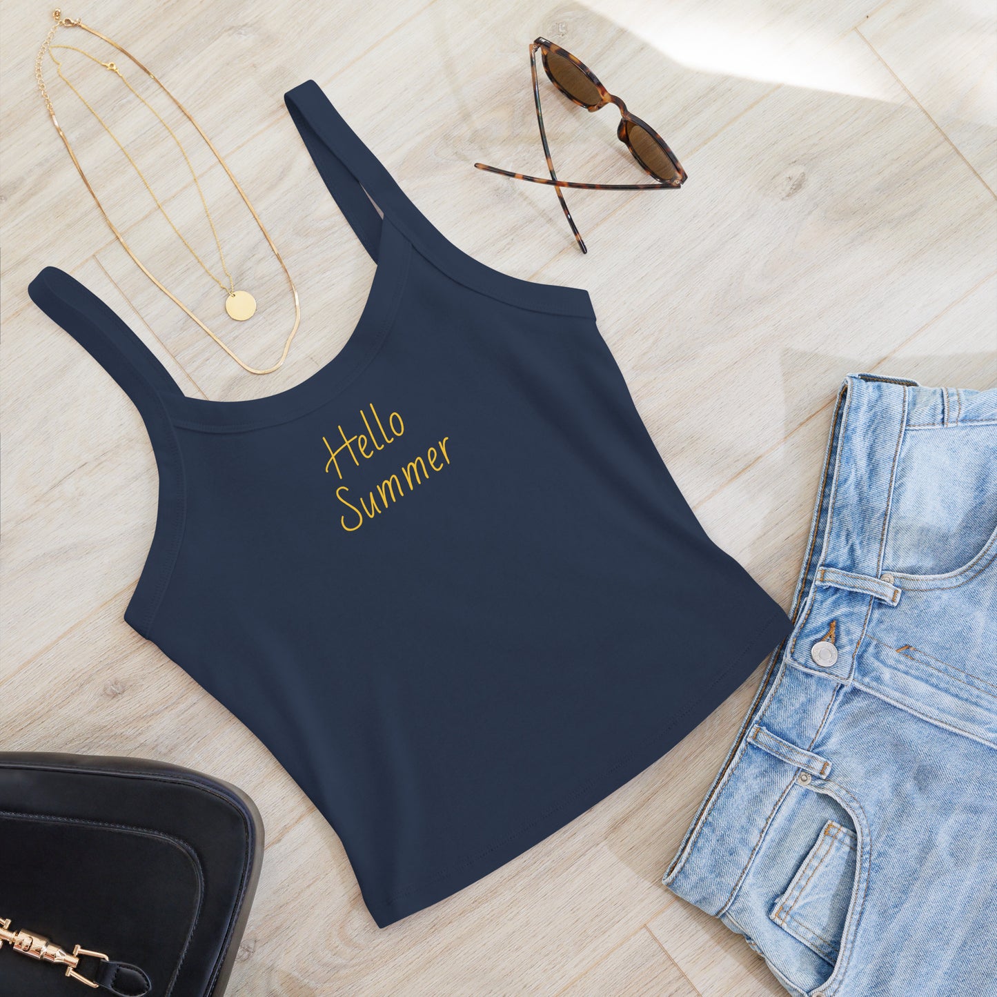 Hello Summer Women’s Micro-Rib Tank Top