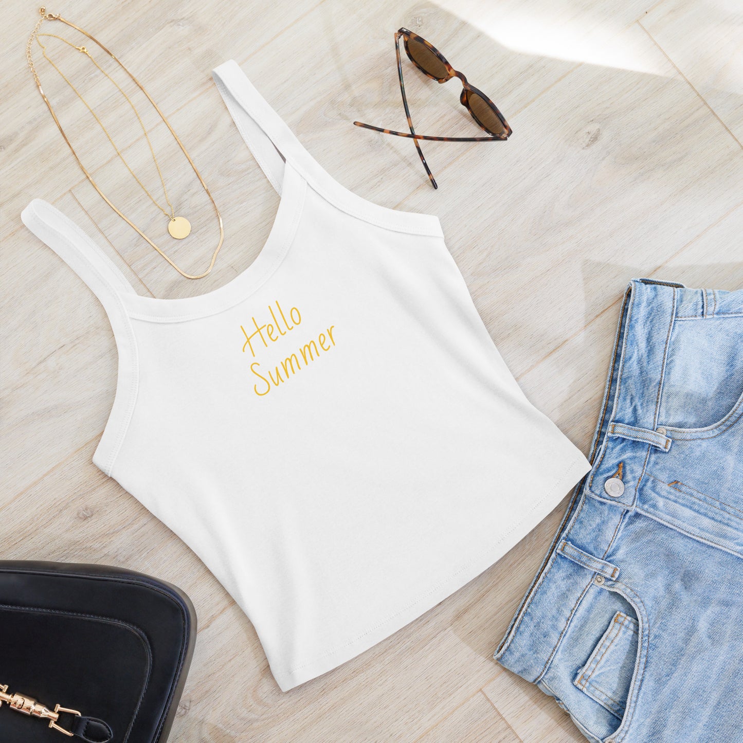 Hello Summer Women’s Micro-Rib Tank Top