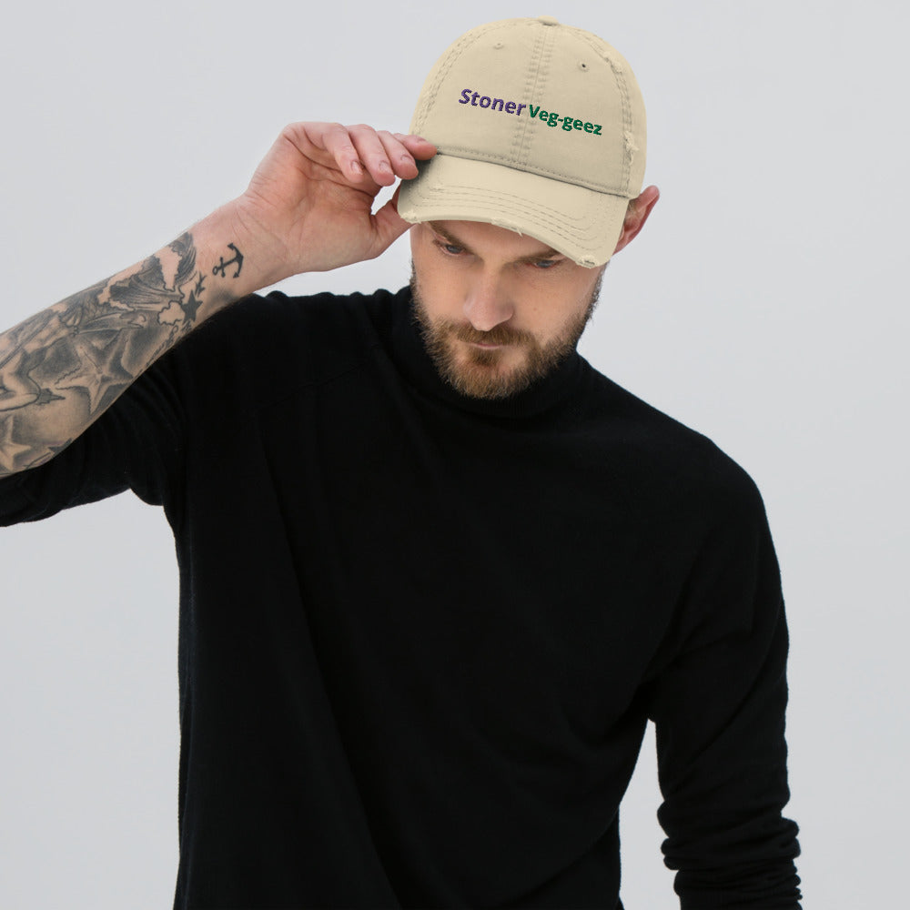 Stoner Veg-geez Distressed Dad Hat