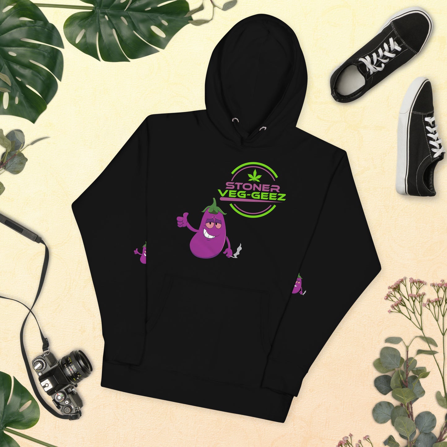 Stoner Veg-geez Eggplant Hoodie