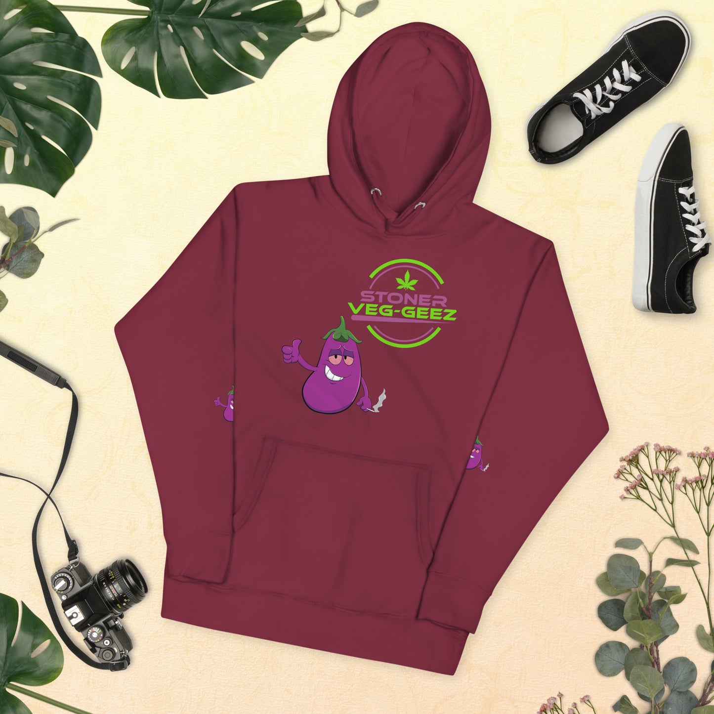 Stoner Veg-geez Eggplant Hoodie