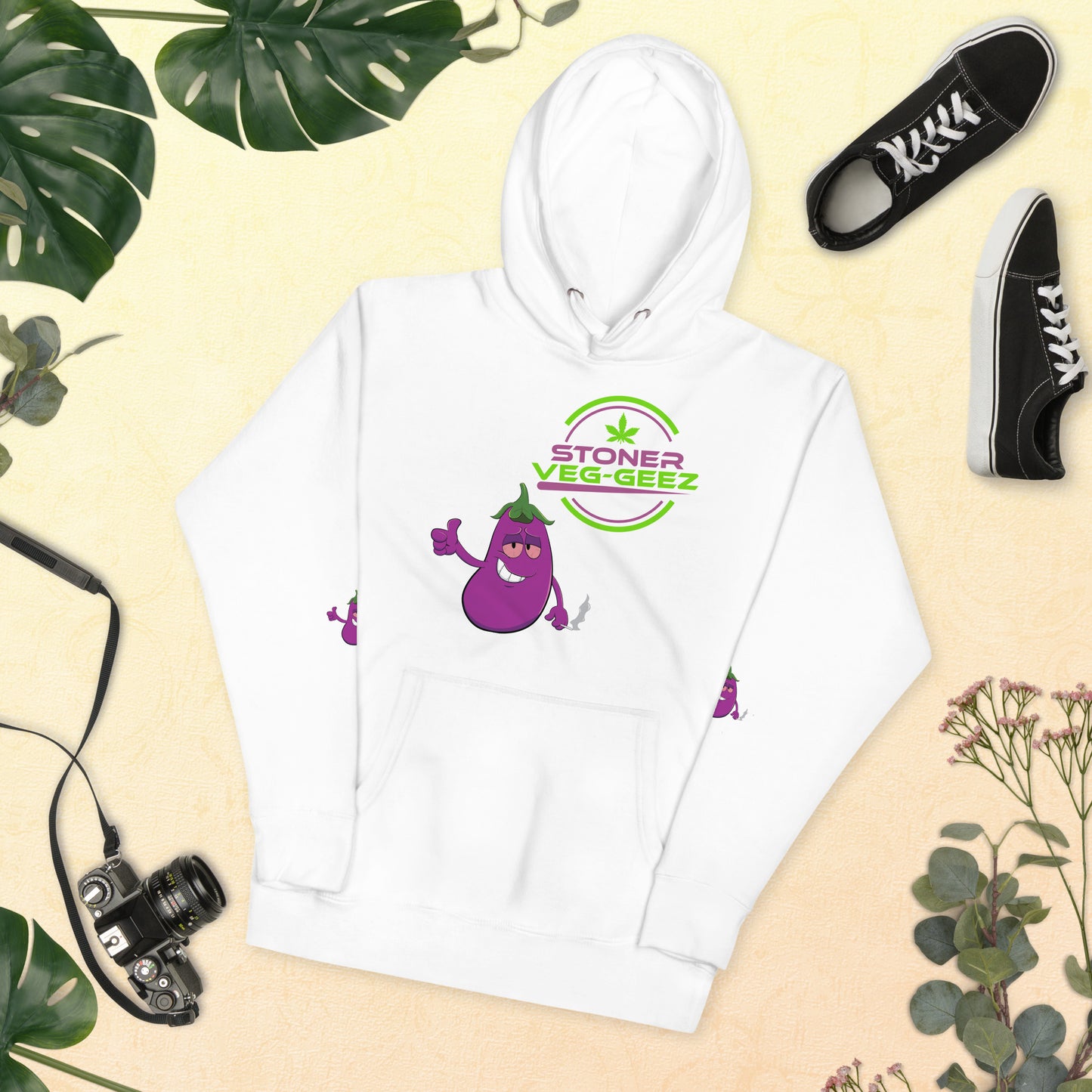 Stoner Veg-geez Eggplant Hoodie